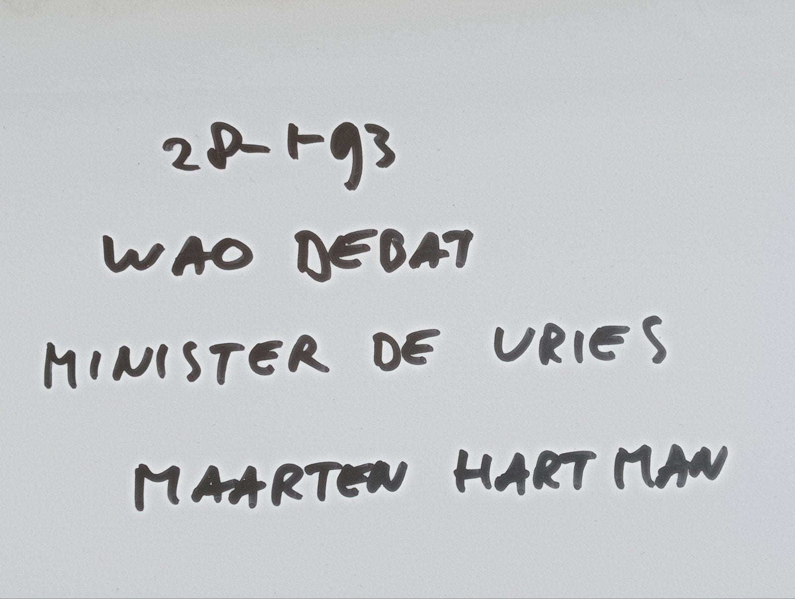 Maarten Hartman Minister de Vries 1993, Verzamelen, Ophalen of Verzenden, 1980 tot heden, Zo goed als nieuw, Overige onderwerpen