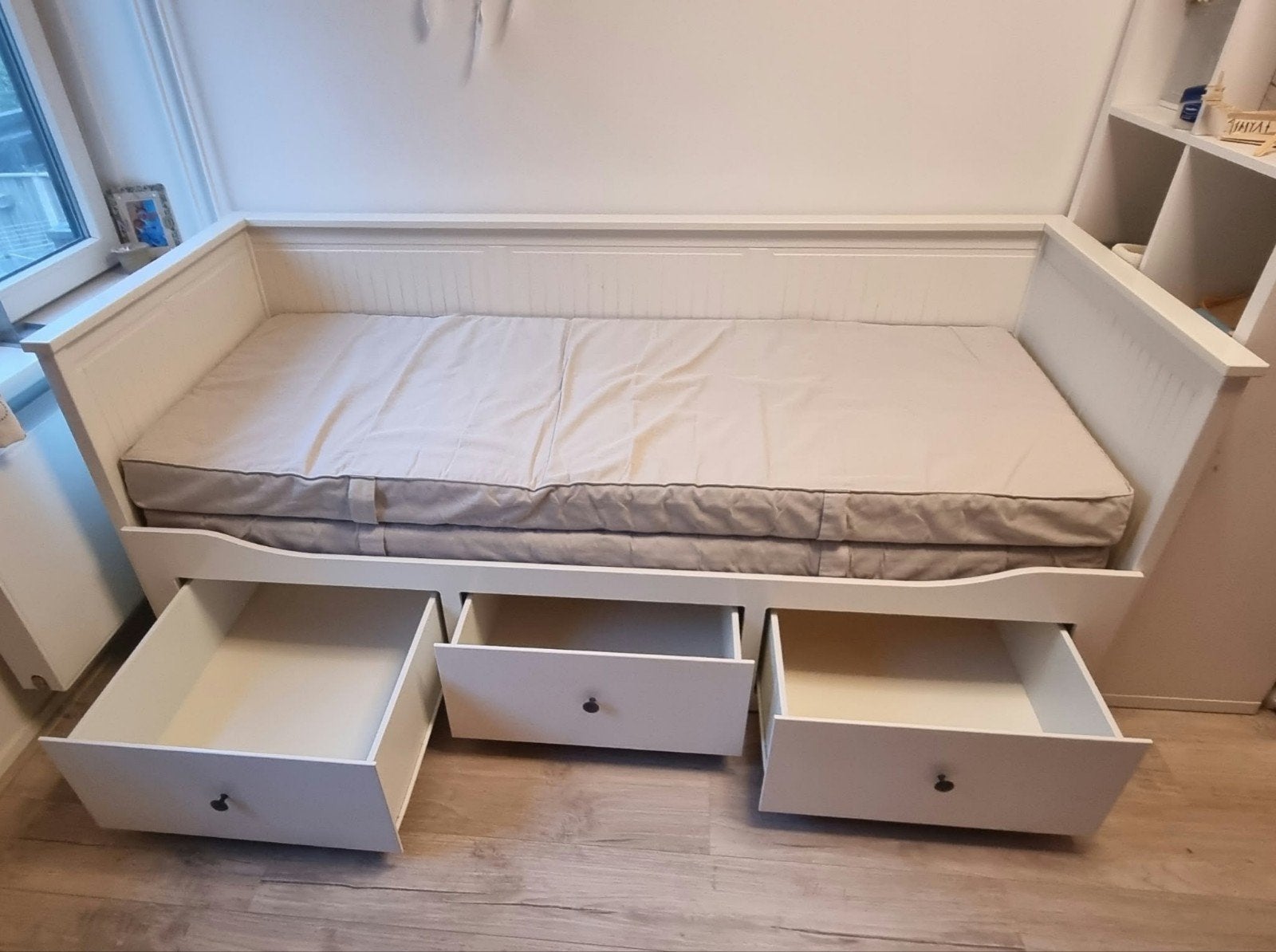 IKEA Hemnes Bedbank met 3 lades - Wit, Ophalen, Gebruikt, Eenpersoons, Wit