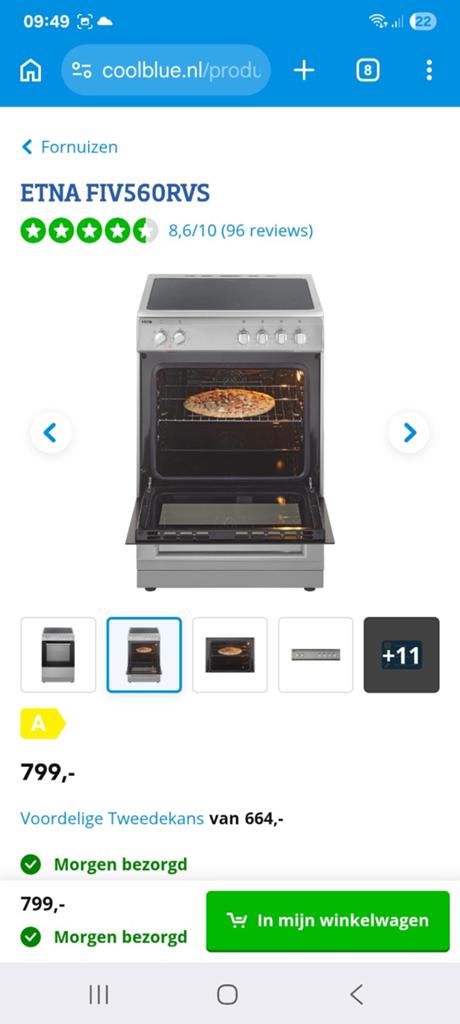 ETNA FIV560RVS fornuis inductie heteluchtoven, Ophalen, 60 cm of meer, 4 kookzones, Zo goed als nieuw