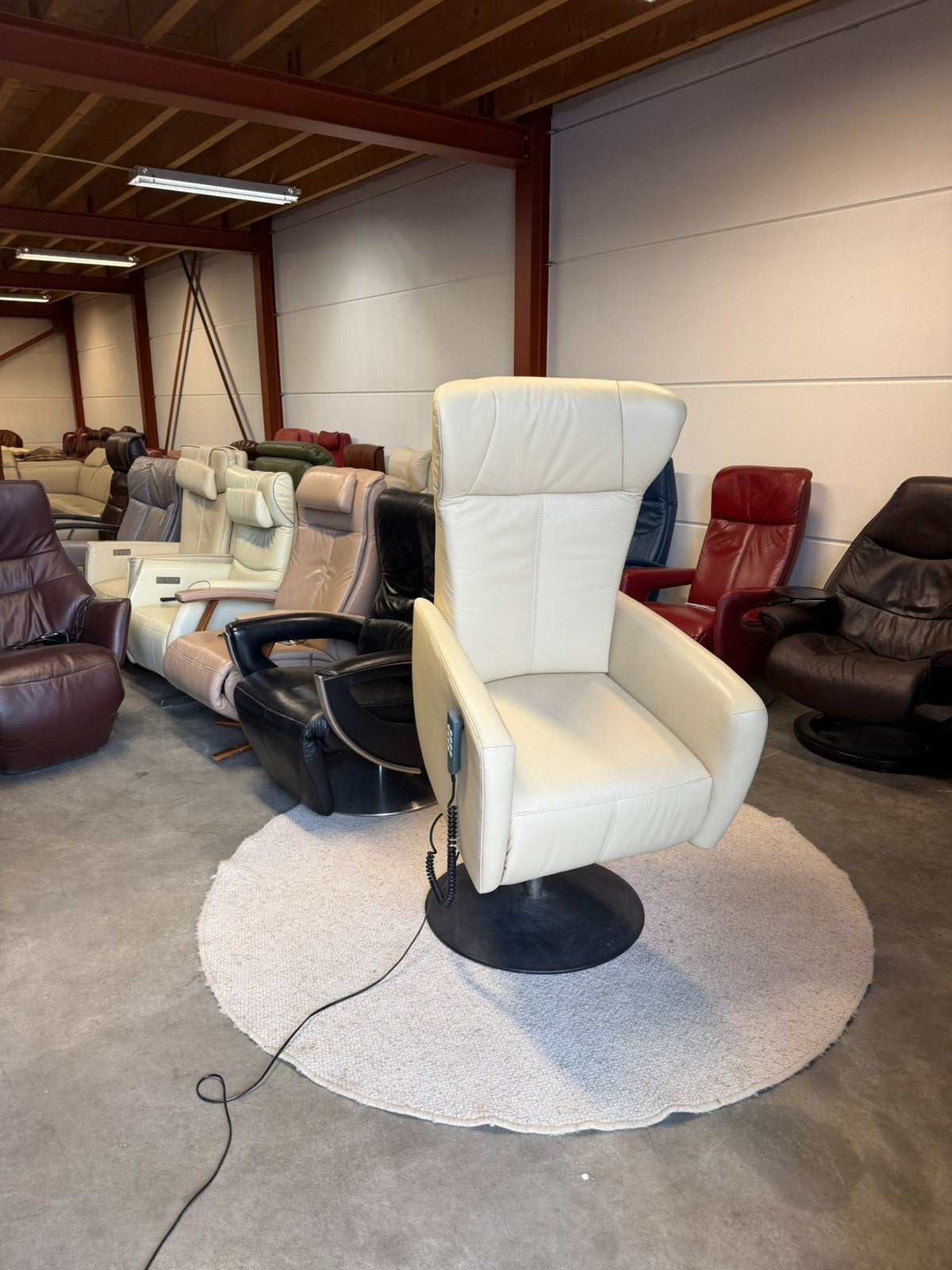 Sta op stoel leren relax fauteuil Sorisso wit leer Z.G.A.N., 2871SK, Verzenden, Mariansoliak8@gmail.com, Zo goed als nieuw