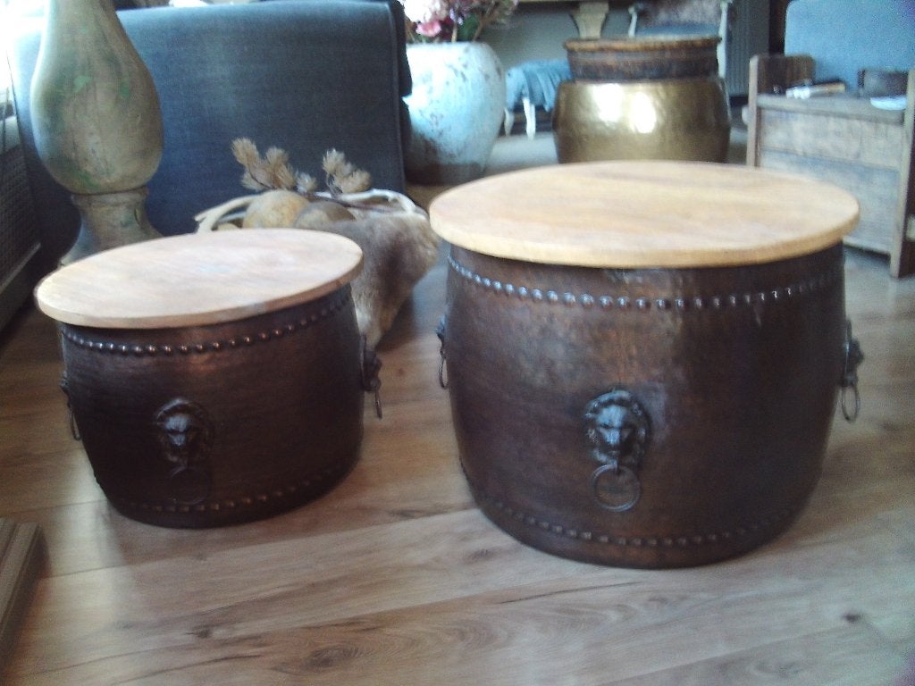Set van 2 Salontafels/Bijzettafels, Minder dan 50 cm, Gebruikt, Rond, Minder dan 50 cm