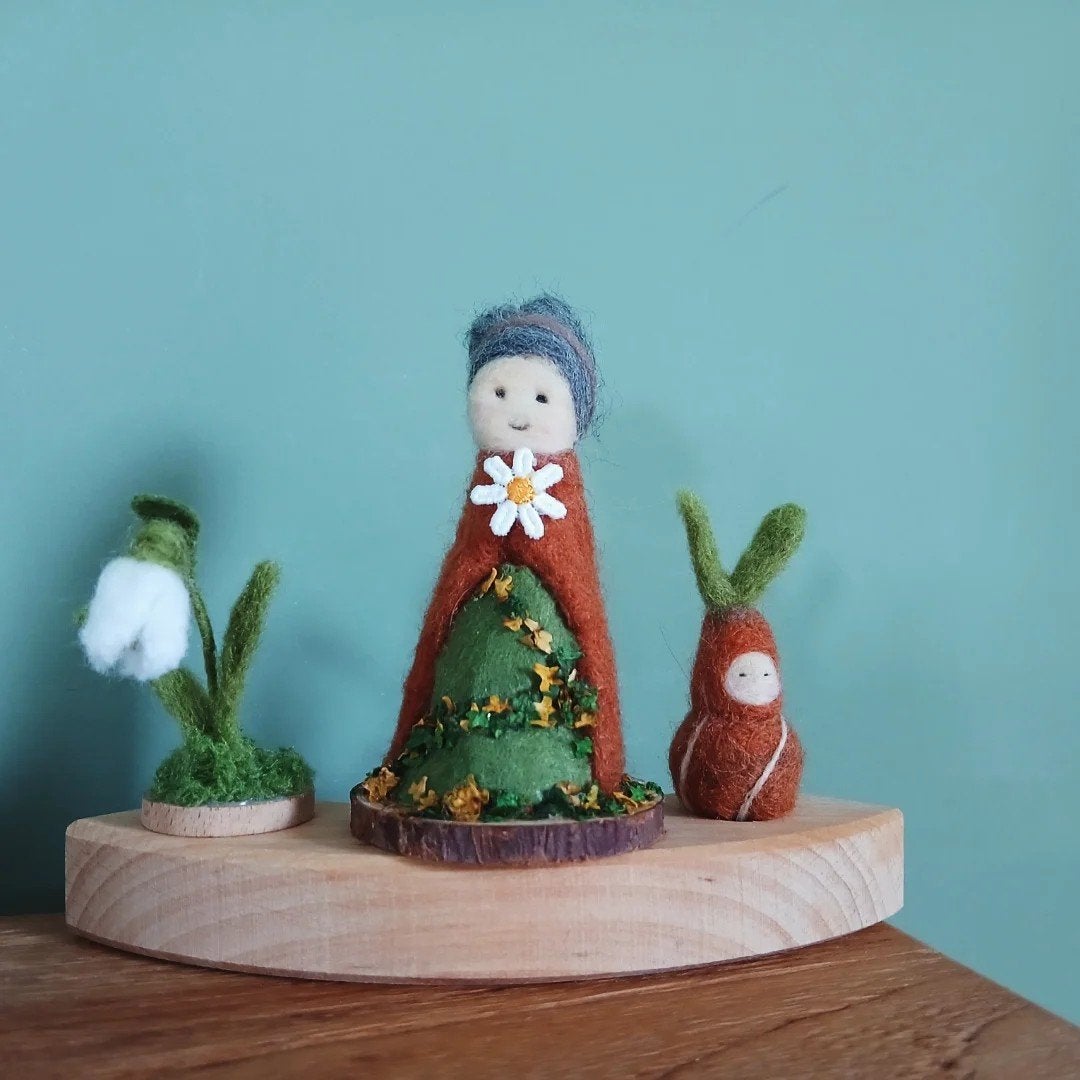 Wolvilten jaarringstekers lente | handgemaakt | grimm's, Ophalen of Verzenden, Nieuw, Figuurtje(s), Wolvilt