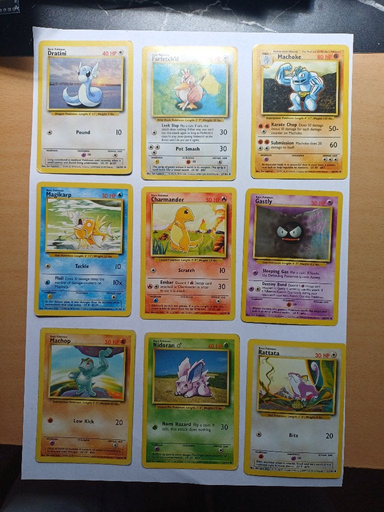 Pokémon 12 st.Base Set (1999) Wizards of the Coast Vintage, Hobby en Vrije tijd, Verzenden, Zo goed als nieuw, Meerdere kaarten