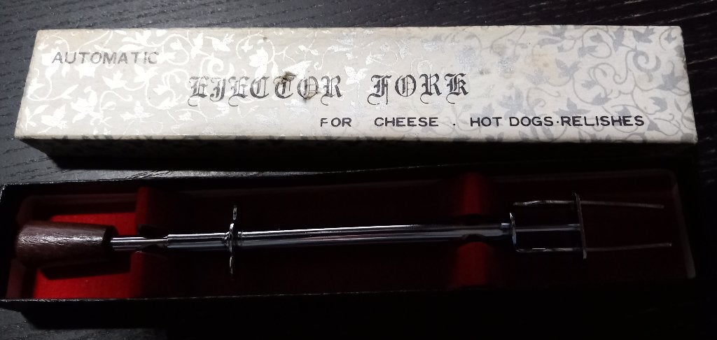 ejector vork voor kaas of hotdogs, Antiek en Kunst, Curiosa en Brocante, Ophalen of Verzenden