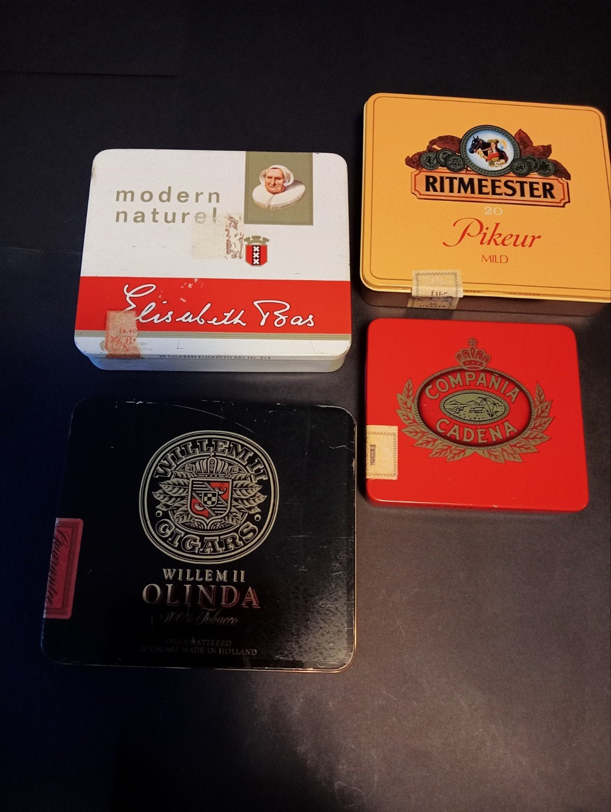 Set  4 vintage blikken: Ritmeester, Willem II, Elisabeth B, Verzamelen, Ophalen of Verzenden