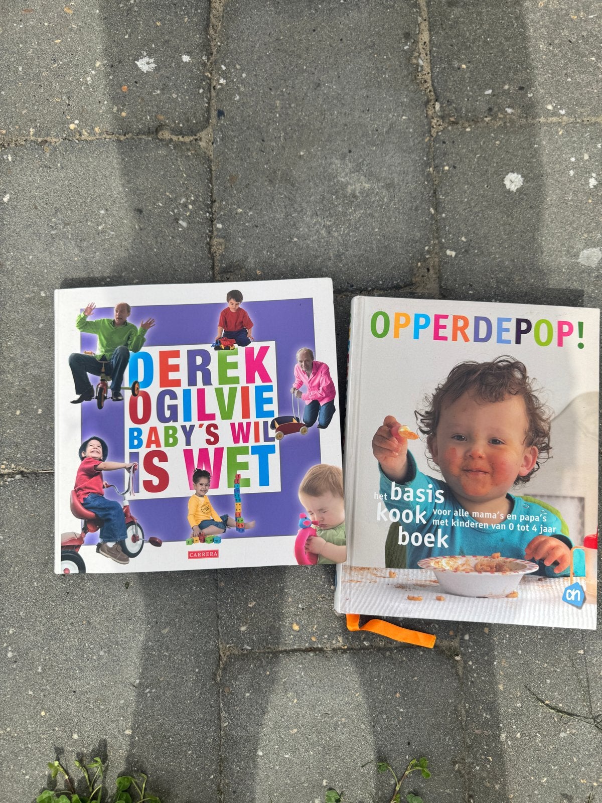 2 baby/kind kookboeken: 'Baby's wil is wet' en 'Opperdepop!', Ophalen of Verzenden, Gelezen, 0 tot 6 maanden