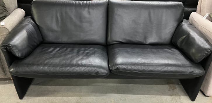 Zwart leren leolux bora  beta 2 zits bank, Ophalen, Zo goed als nieuw, 75 tot 100 cm, Leer