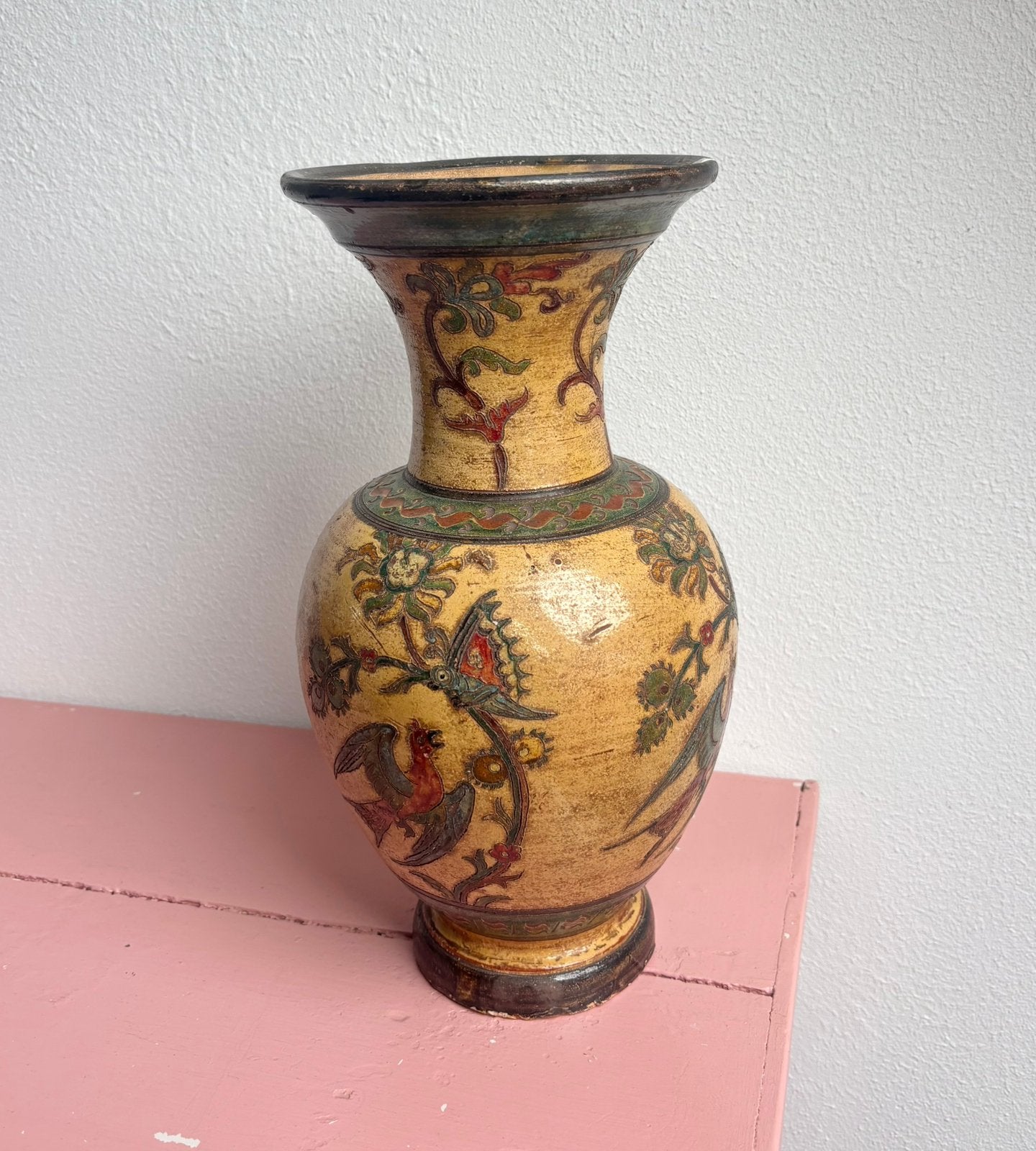V intage Montopoli Arno Terracotta Majolica Vaas, Ophalen of Verzenden