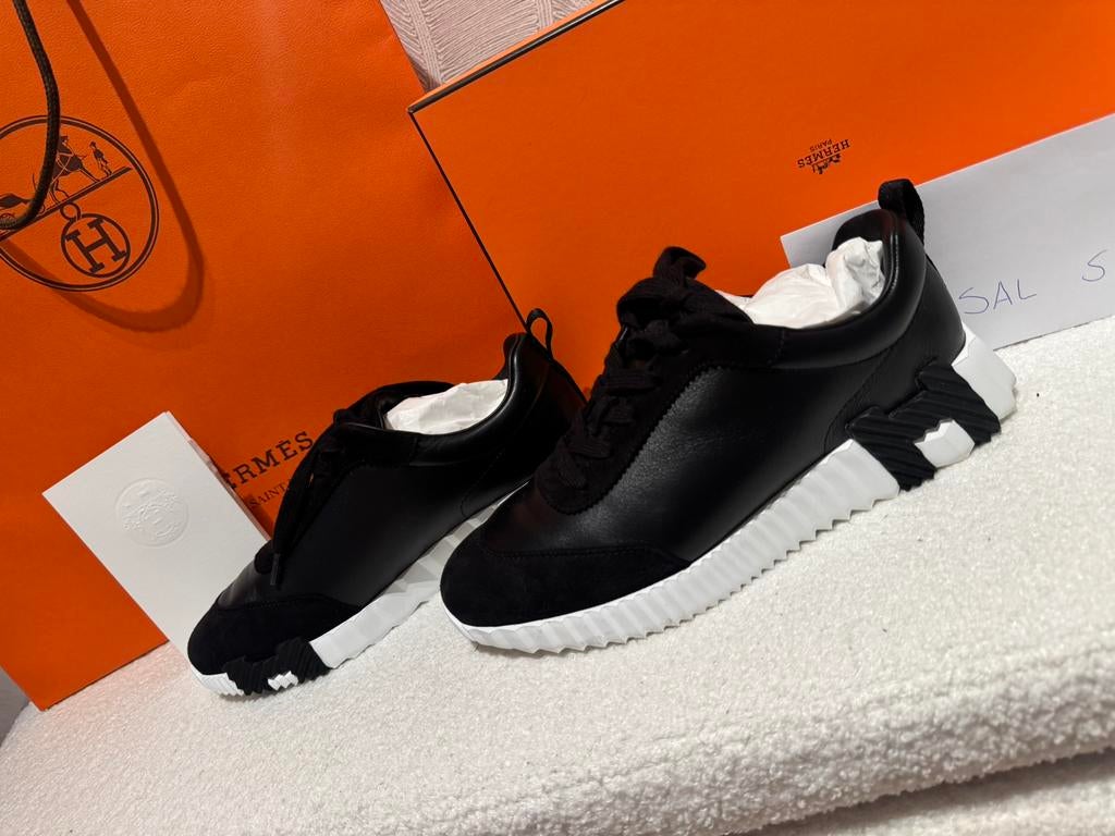 Hermes Bouncing Sneakers - Zwart Leer en Suède, Ophalen of Verzenden, Nieuw, Zwart, Sneakers of Gympen
