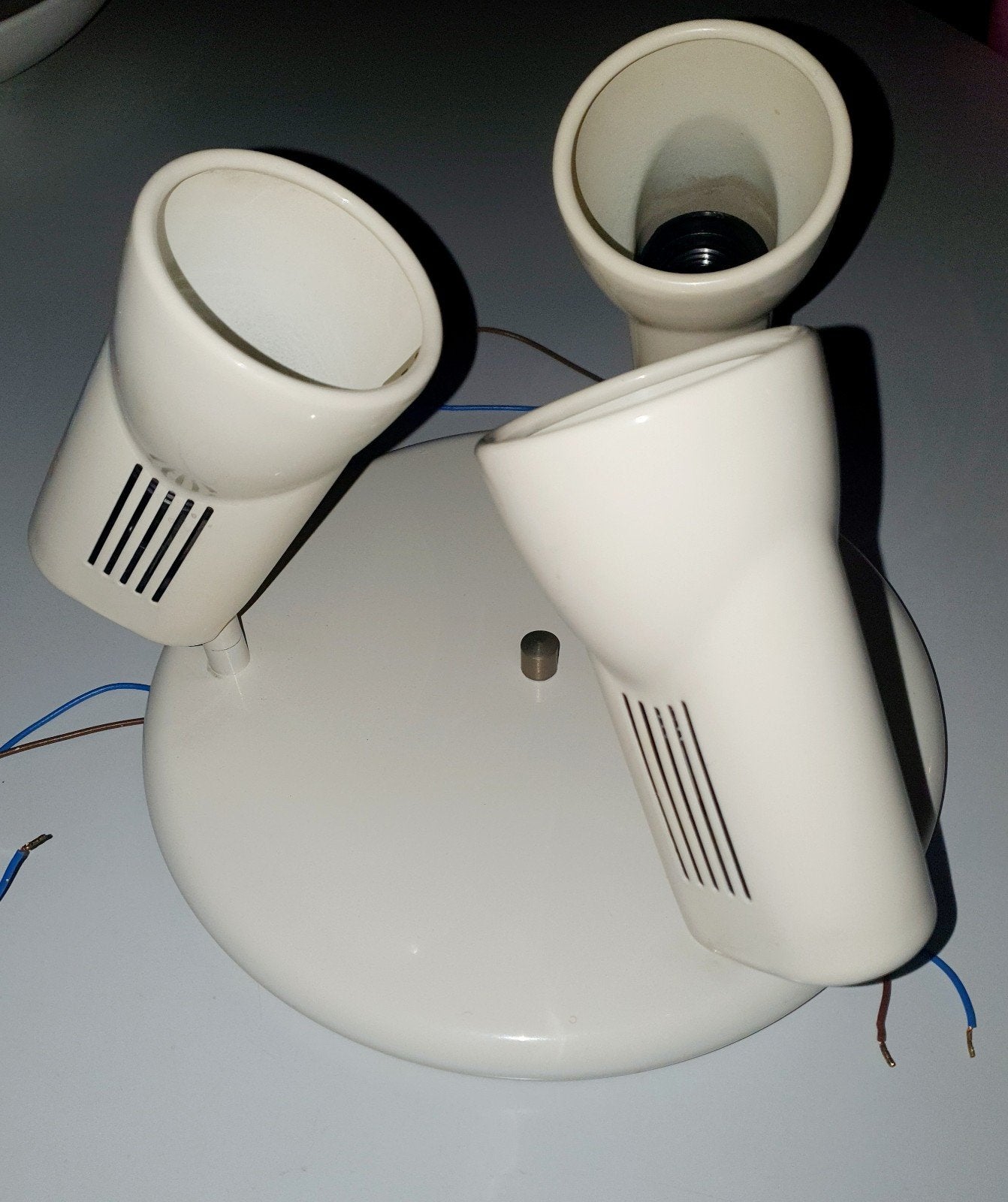 Retro Vintage Plafonnière met drie spots wit, Ophalen, Zo goed als nieuw, Metaal