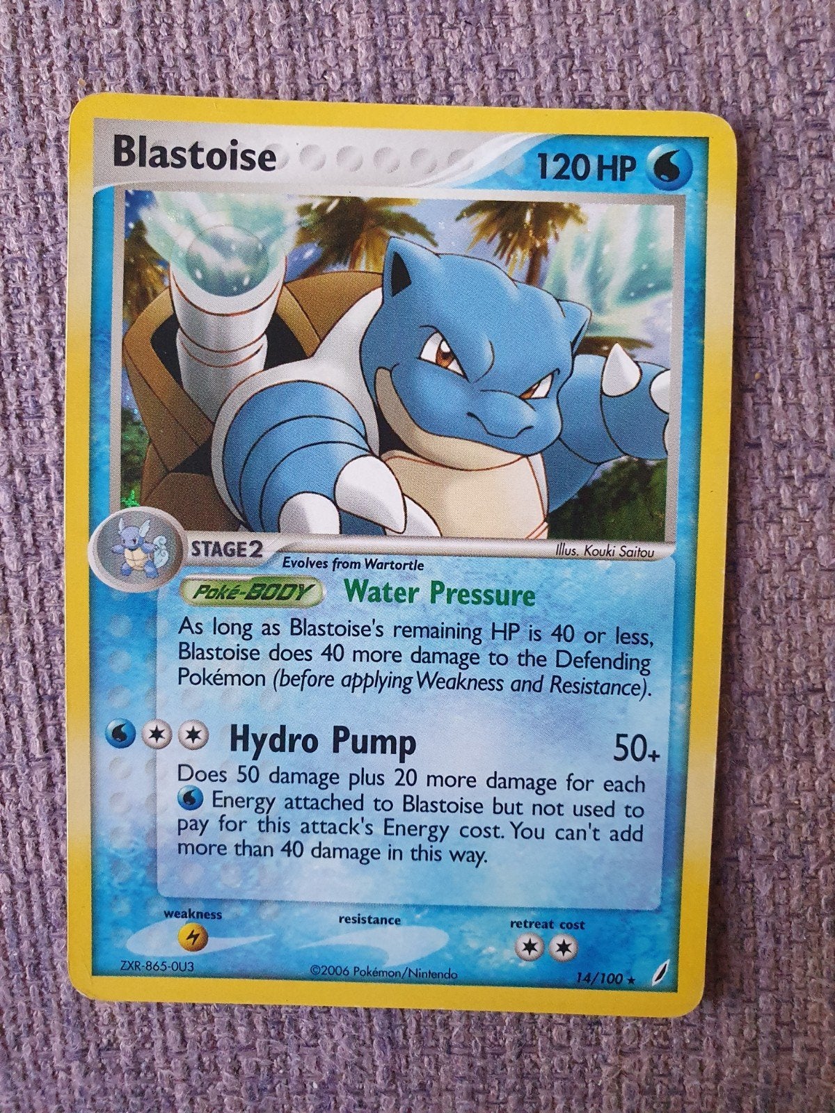Blastoise 14/100 holo pokemon kaart, Ophalen of Verzenden, Zo goed als nieuw