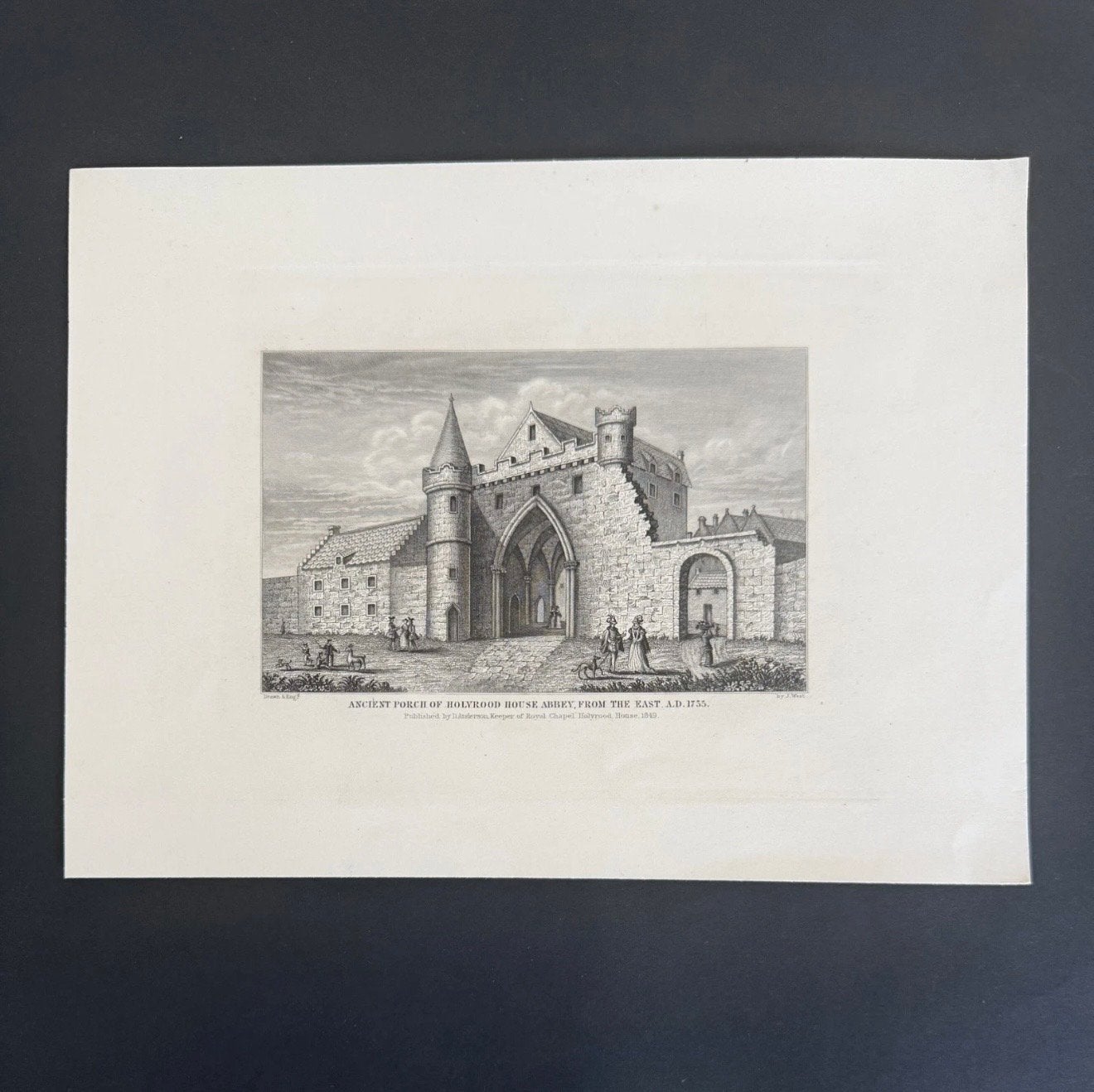 Antieke Gravure Holyrood Abbey Edinburgh 18e-19e Eeuw, Architectuur, Ophalen of Verzenden, Gravure, Origineel