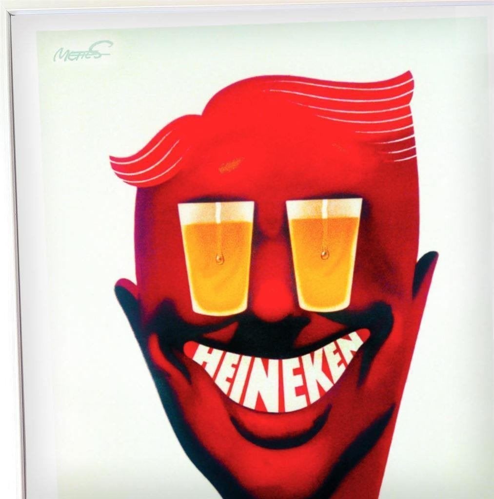 [Poster in Frame] Heineken Bier naar oud affiche, Verzenden, Nieuw, Reclamebord, Plaat of Schild, Heineken