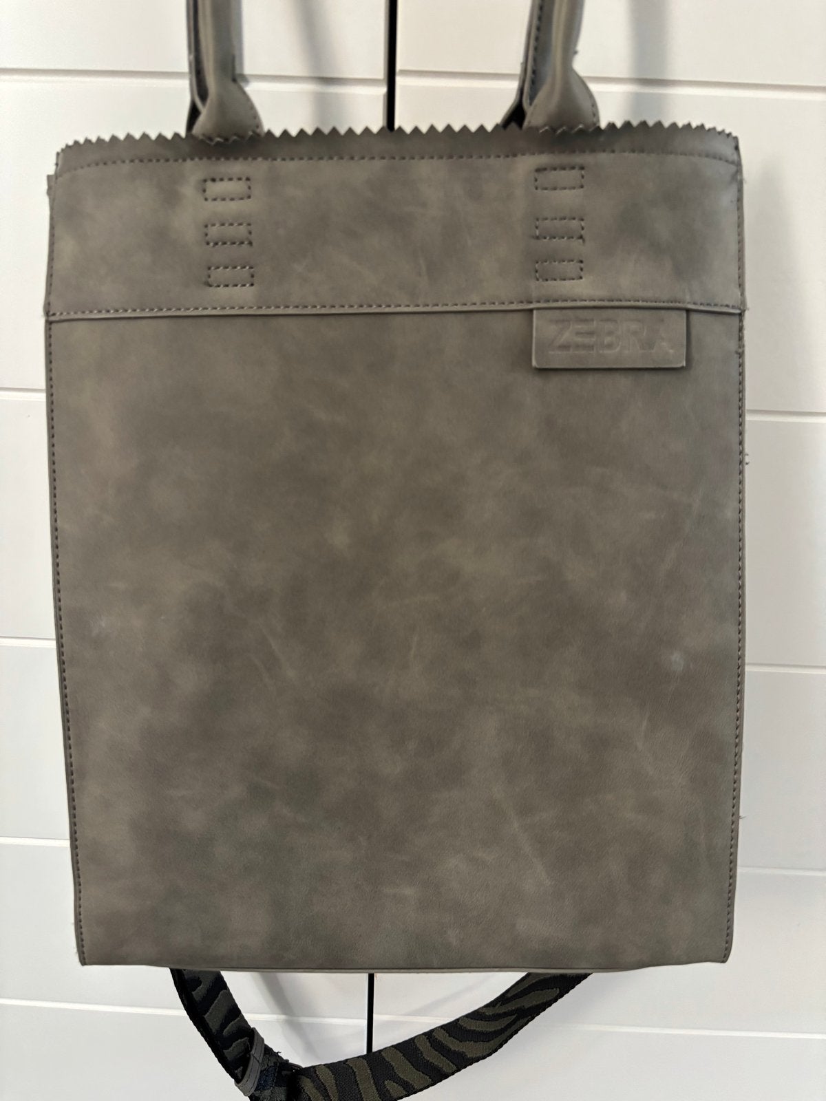 Zebra Shopper Olijfgroen met Zebraprint Schouderband, Ophalen of Verzenden, Zo goed als nieuw, Groen, Shopper