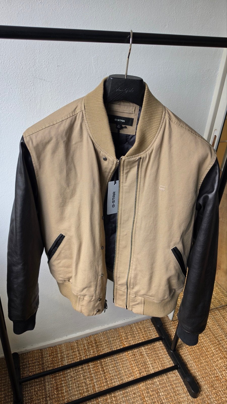 G-Star Varsity Leren Jas Nieuw, Maat 48/50 (M), Beige, Nieuw, Ophalen of Verzenden