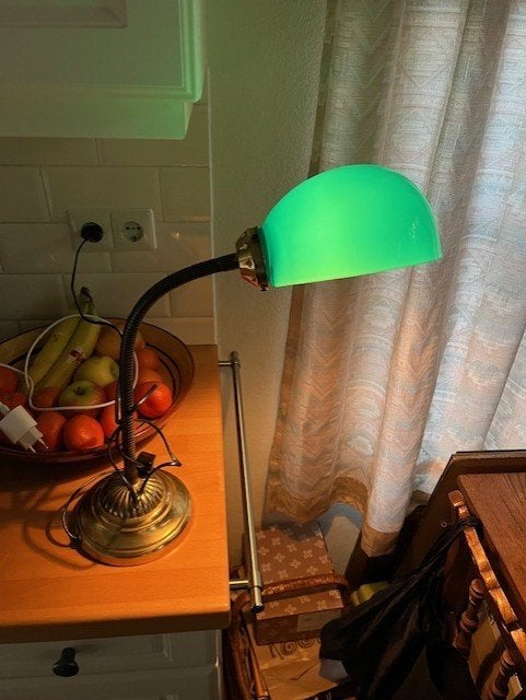 Oude koperen notarislamp bureaulamp, Ophalen of Verzenden