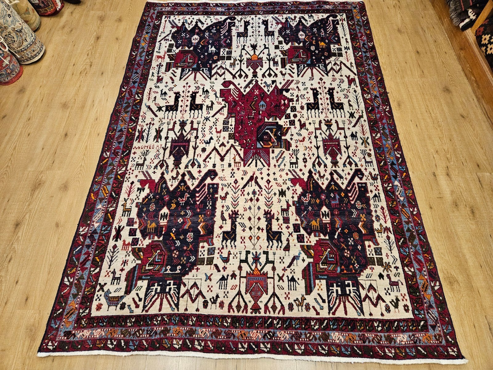 Vintage handgeknoopt perzisch tapijt afshar 233x162, Info@SlatsAntiek.nl, Tweedehands, Perzisch, 150 tot 200 cm