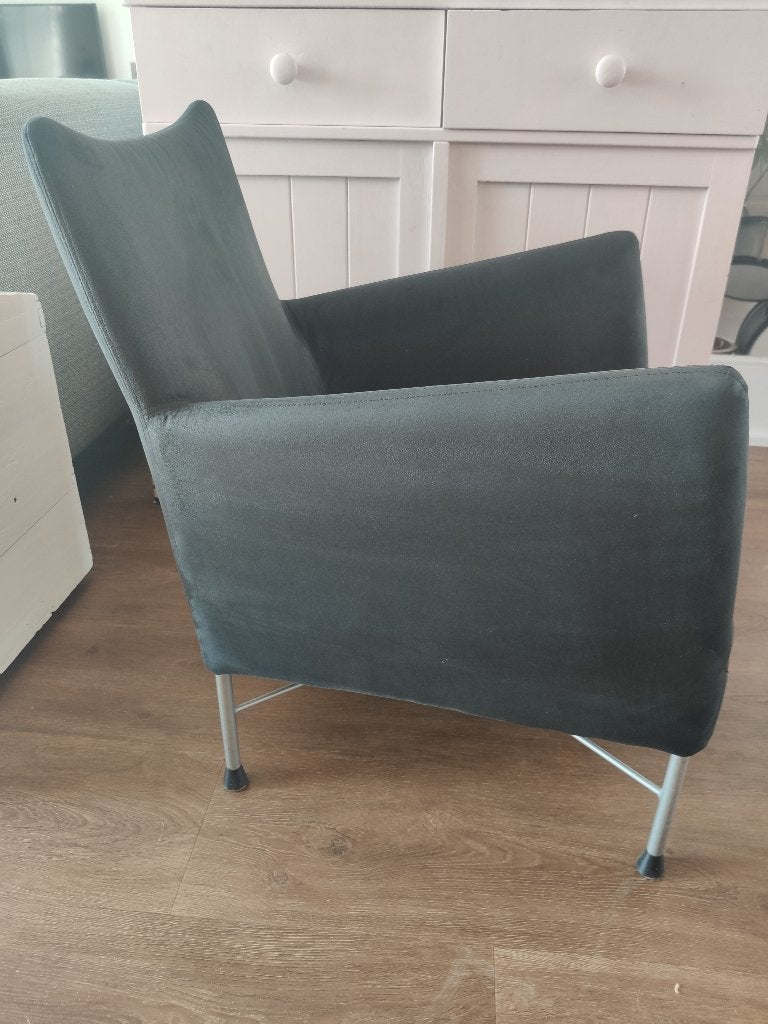 Twee blauwe stoelen suede, Ophalen, Gebruikt, Twee, Blauw