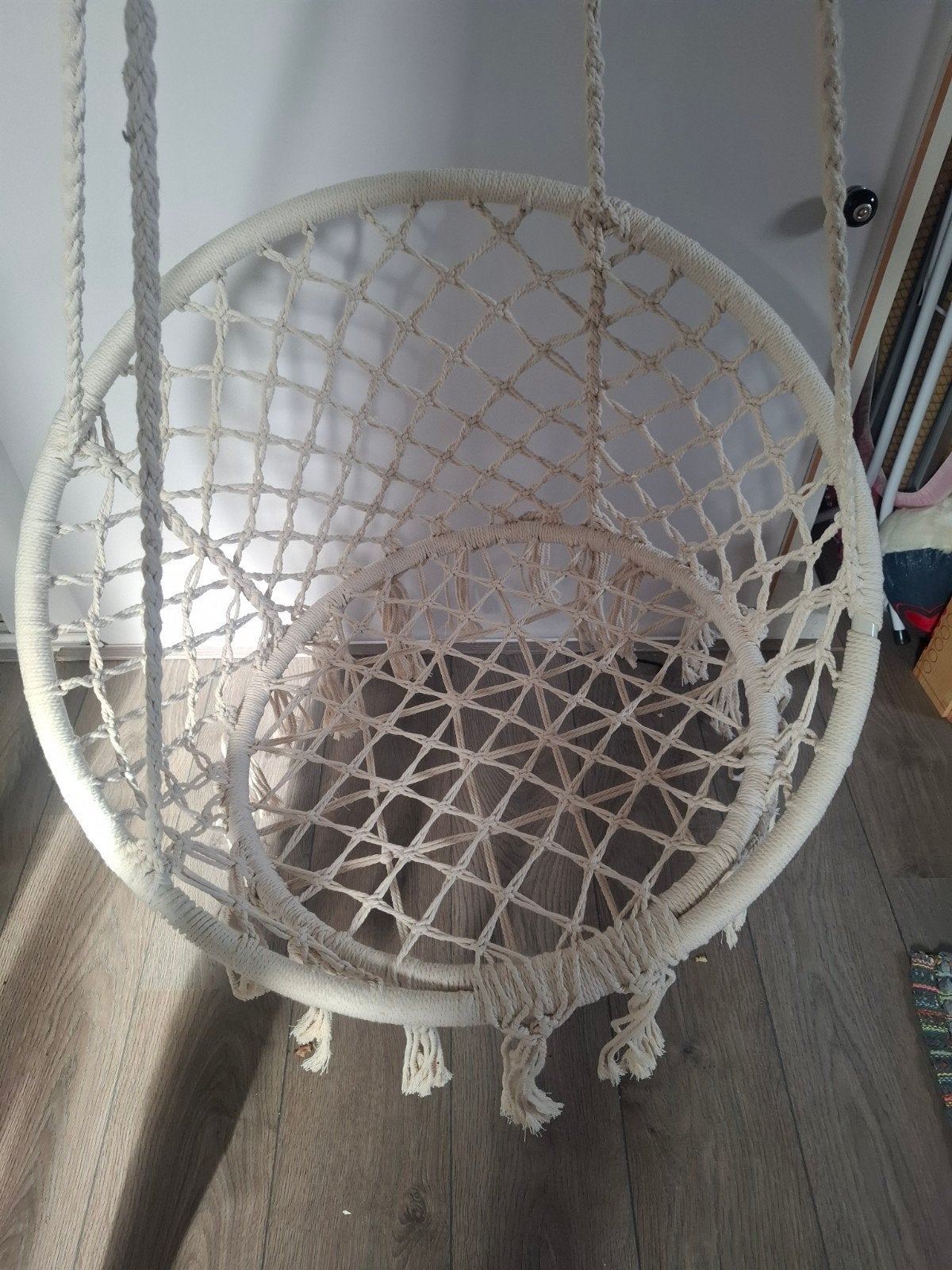 Macramé hangstoel - Bohemian stijl, Ophalen, Wit, Bohemian, Zo goed als nieuw