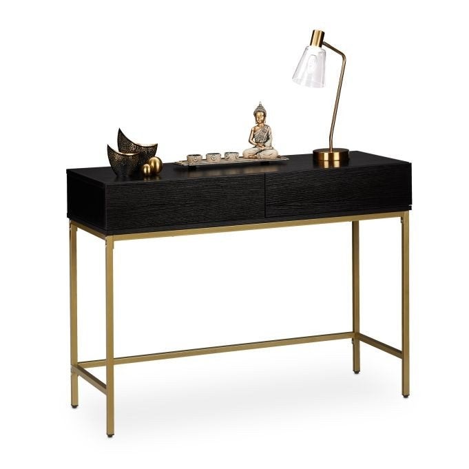 Zwart/goude sidetable, Ophalen, Gebruikt, Modern, Industrieel, Glamour, 75 cm of meer