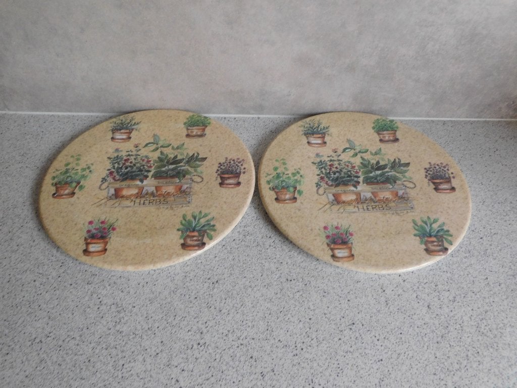 2x Onderzetter 20 cm Melamine Alie Kruse-Kolk Kruiden, Kunststof, Overige merken, Ophalen of Verzenden, Zo goed als nieuw