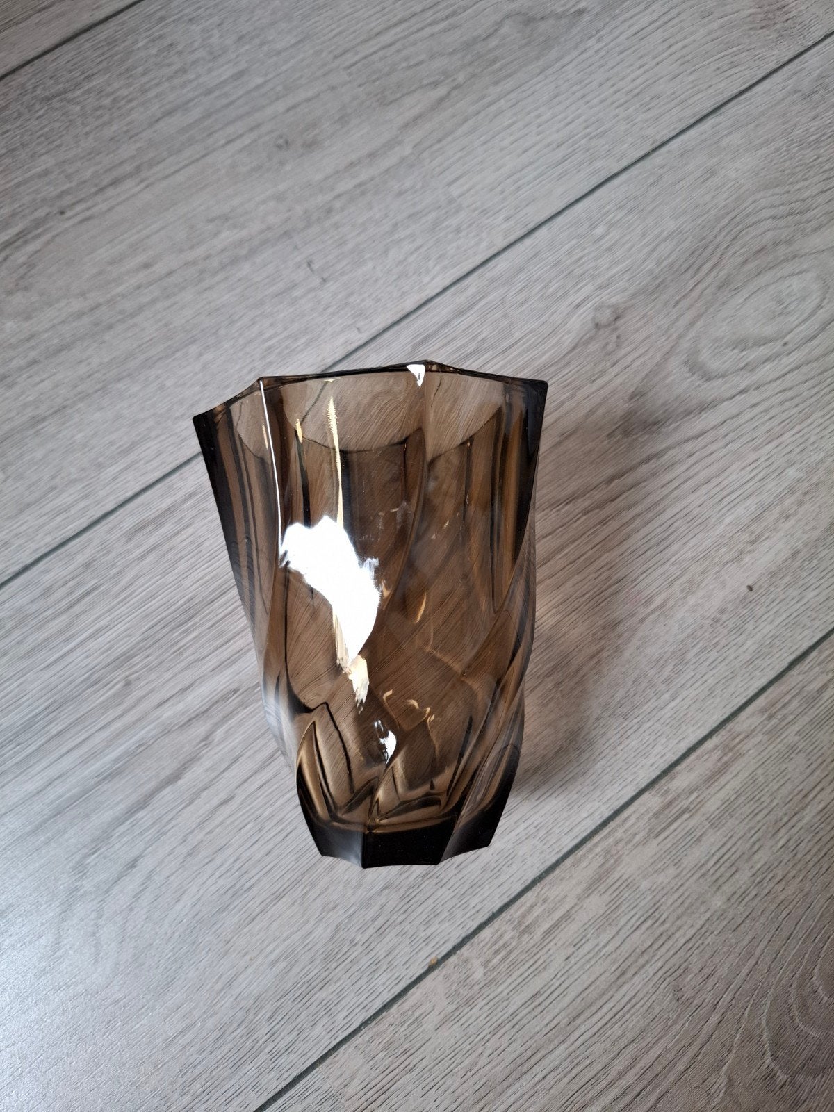 Vintage Bruine Glazen Vaas - Uniek Design, Ophalen of Verzenden