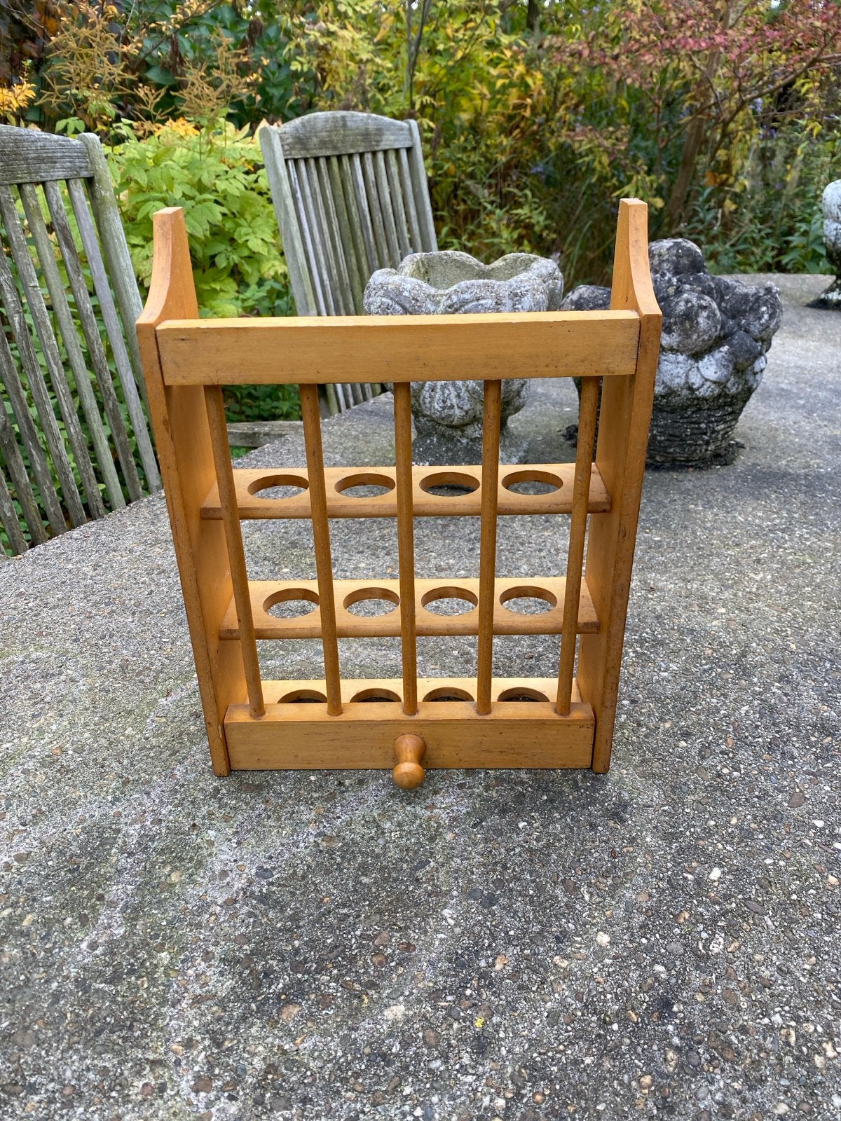 Vintage houten eierrekje voor 12 eieren, Ophalen of Verzenden