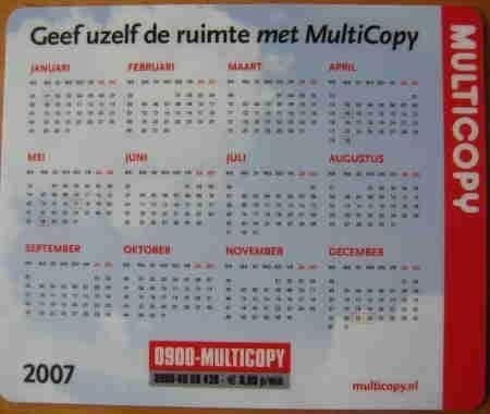 muismat van Multicopy met jaarkalender 2007, Computers en Software, Muismatten, Ophalen of Verzenden, Nieuw