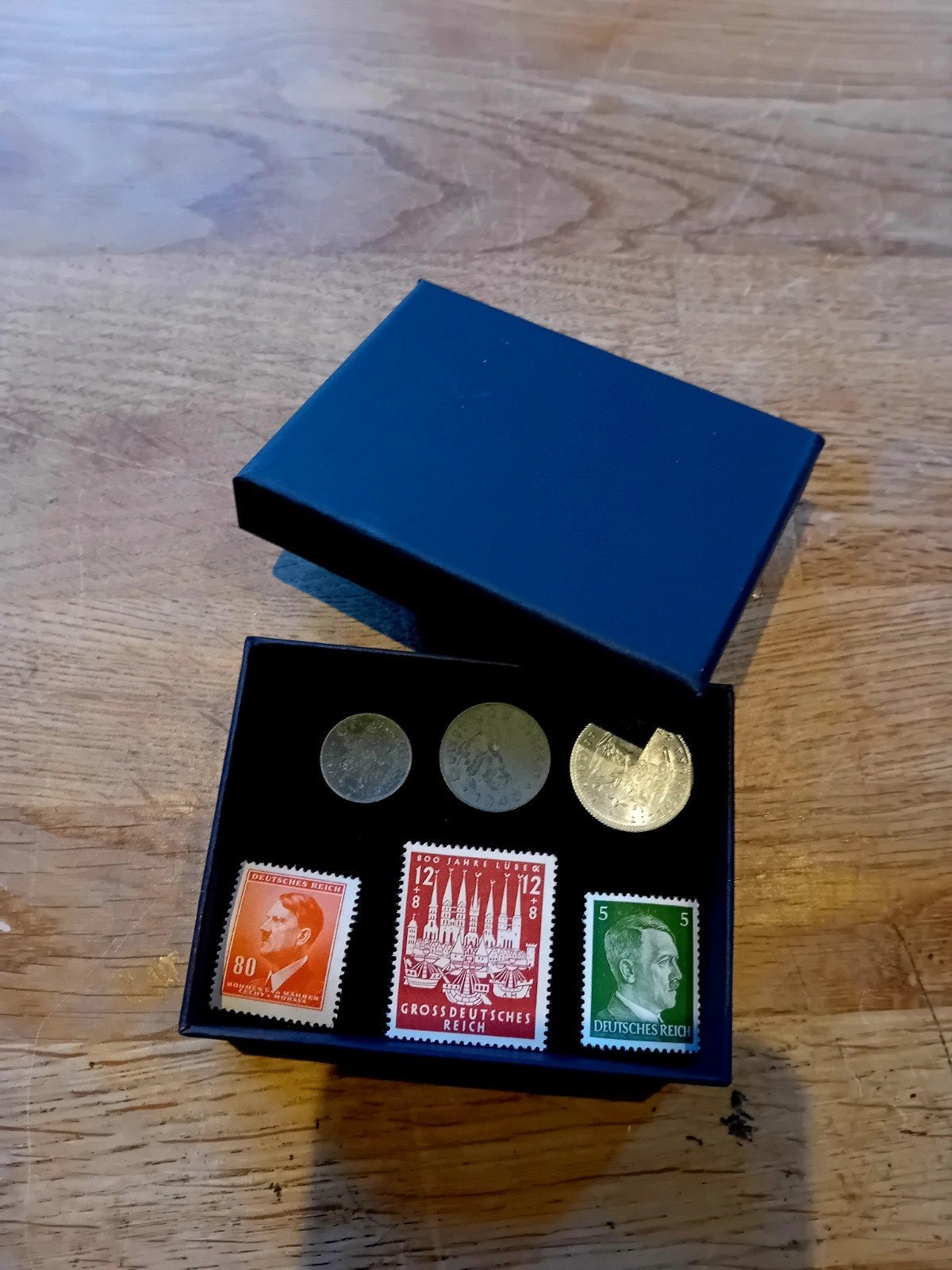 ​WO2 Reichspfennig Set in Luxe Bewaardoos – 3 Munten & 3 Pos, Ophalen of Verzenden, Overige soorten, Duitsland, Overige typen