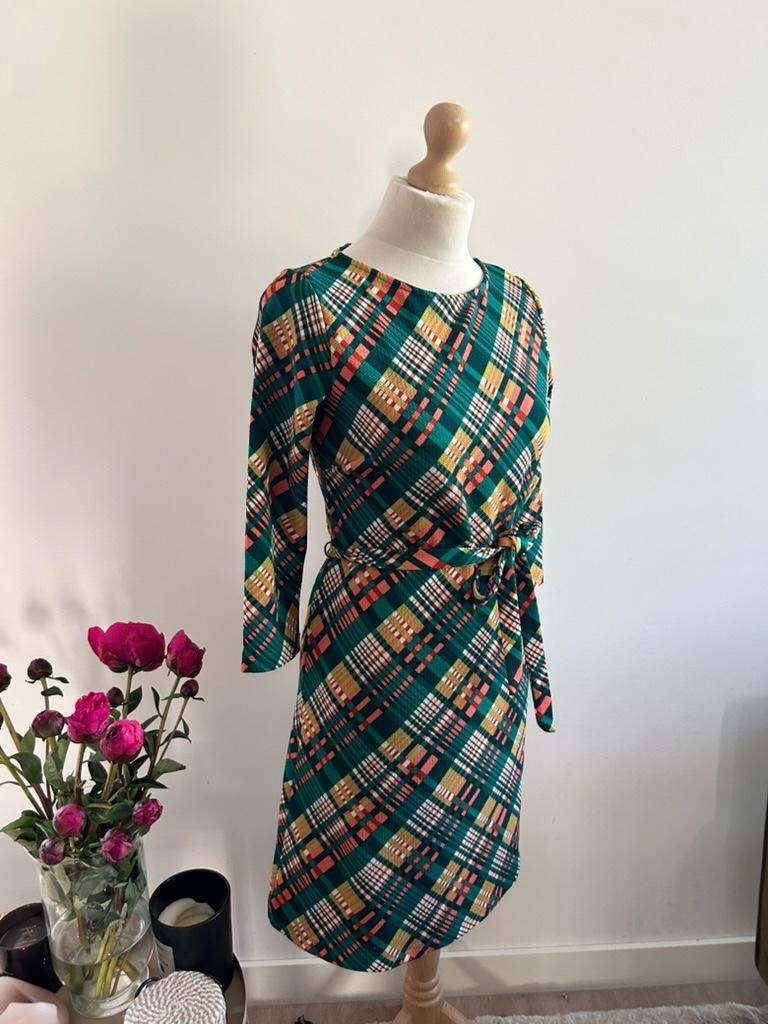 King Louie maat S groene geruite Zoe dress 3296, Ophalen of Verzenden, Zo goed als nieuw, King Louie, King Louie