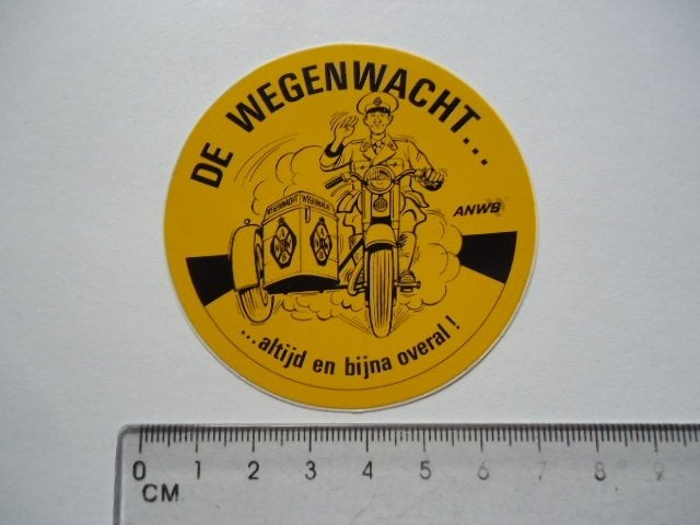 sticker oud ANWB Zijspan motorfiets wegenwacht ww oldtimer, Verzenden, Zo goed als nieuw, Bedrijf of Vereniging