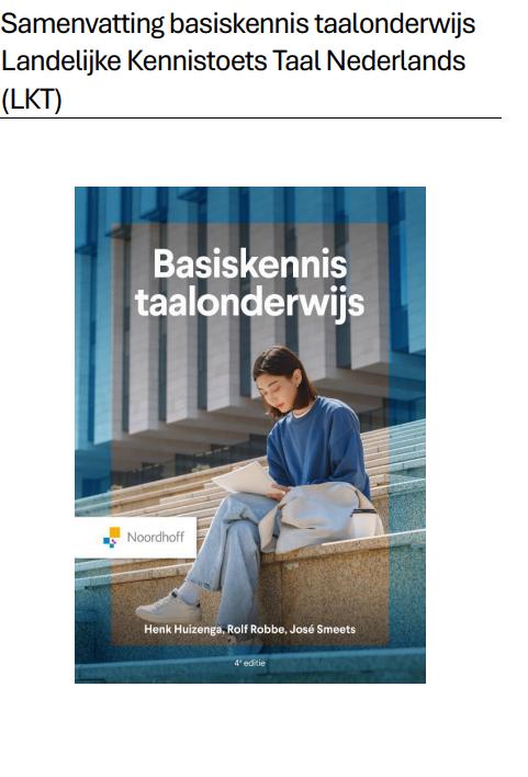 Samenvatting Landelijke kennisbasis Nederlands (LKT) PABO, Ophalen of Verzenden, Alpha, Nieuw, HBO