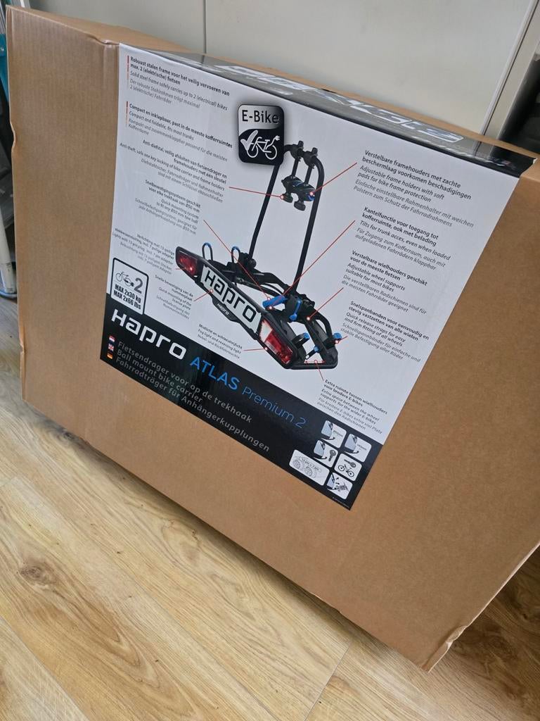 Hapro Atlas premium 2 - fietsendrager, Auto diversen, Fietsendragers, Nieuw, Trekhaakdrager, 2 fietsen, Brede banden, Elektrische fiets