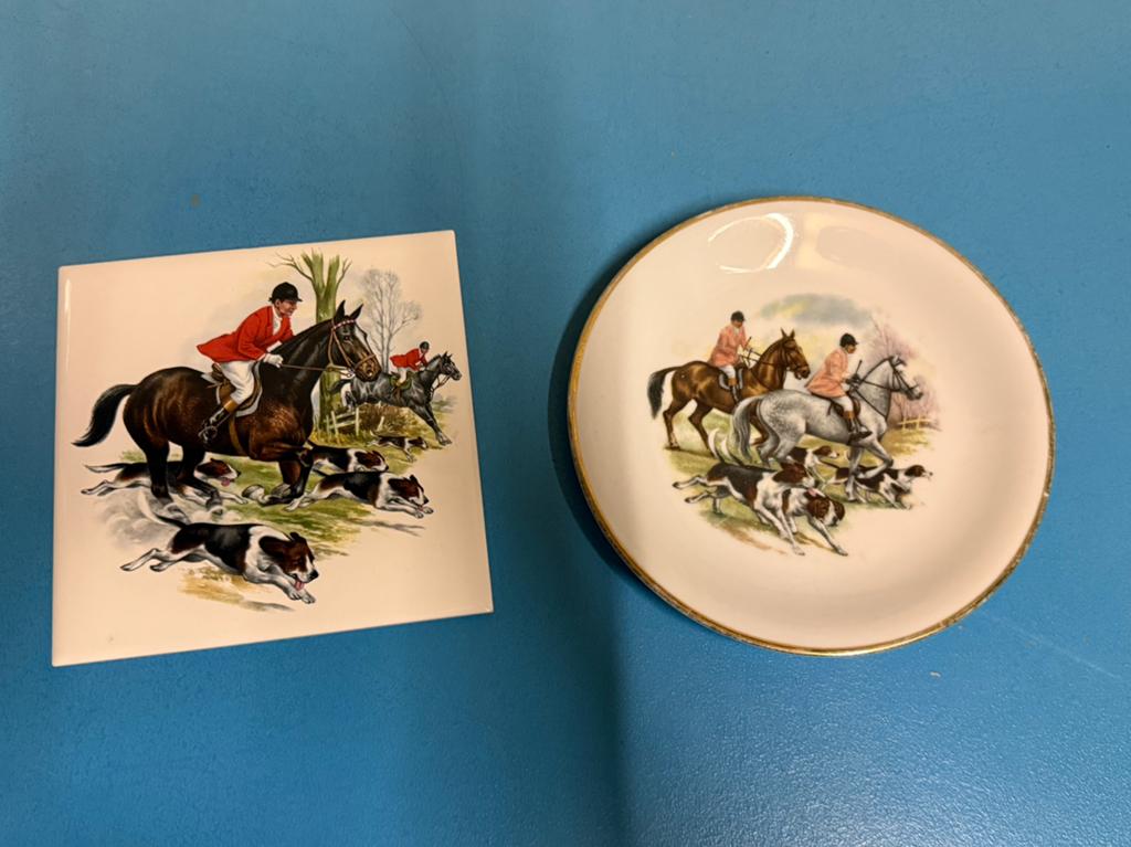 Vintage Tegel en Sierbordje Paard, Antiek en Kunst, Antiek | Wandborden en Tegels, Ophalen of Verzenden
