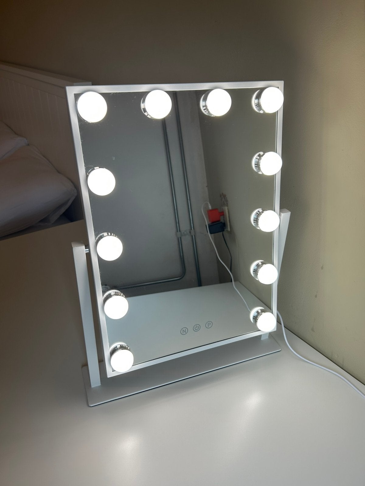 Kleine hollywood spiegel, Huis en Inrichting, Minder dan 50 cm, Ophalen of Verzenden, Zo goed als nieuw, Minder dan 100 cm