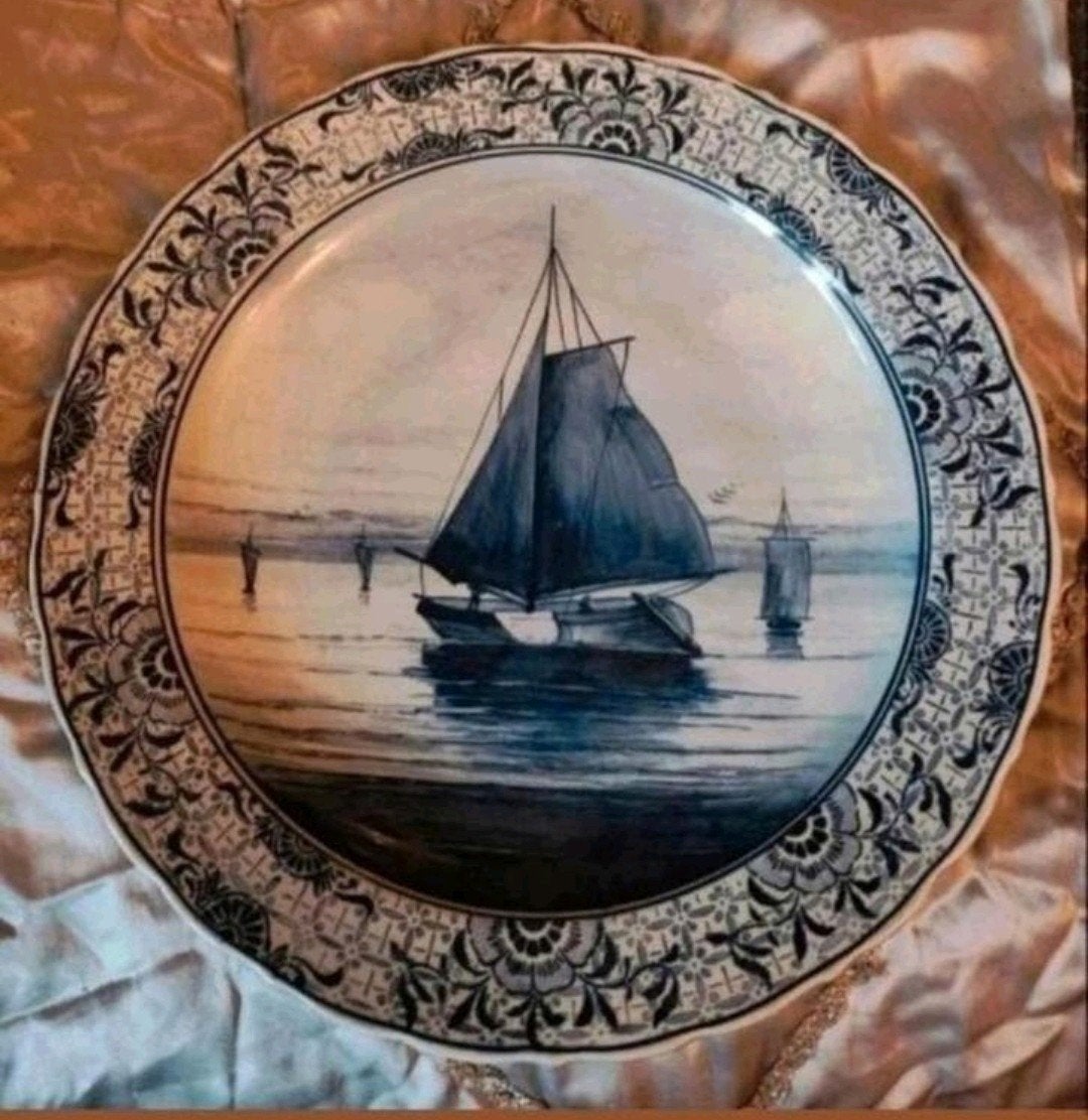 Antiek Wandbord met Zeilboot, Ophalen of Verzenden