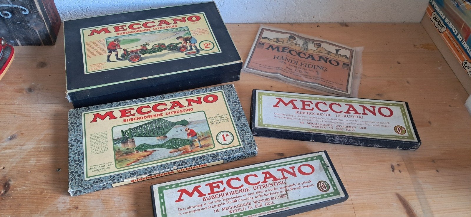 4 oude meccano bouwdozen, Ophalen of Verzenden