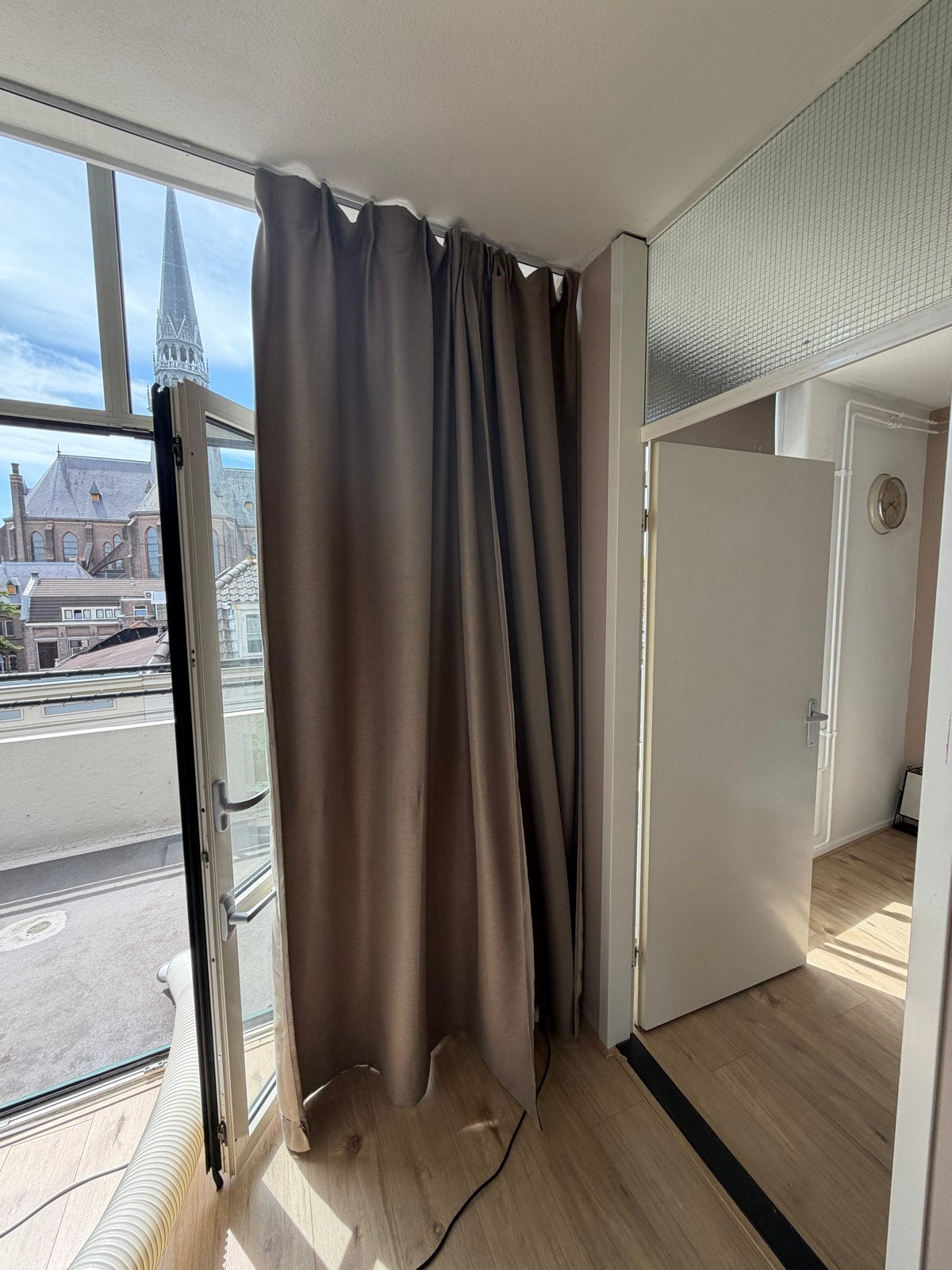 IKEA Vilborg Gordijnen Donkergrijs/Beige, Ophalen, Gebruikt, Verduisterend, Gordijn