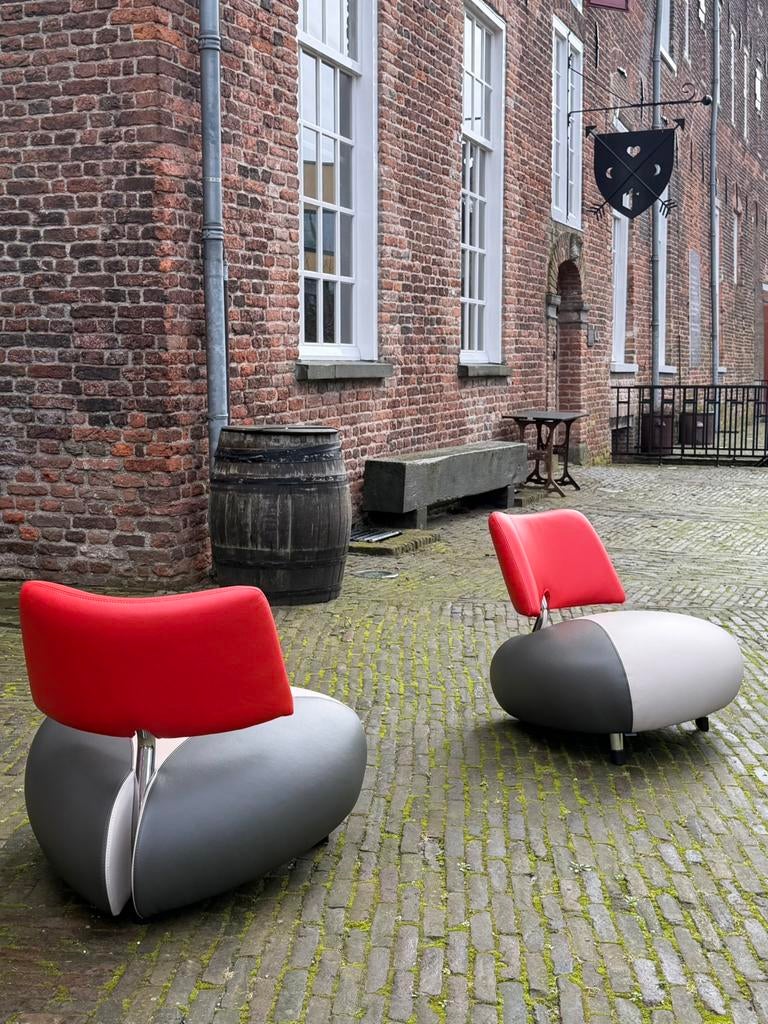 Leolux Pallone fauteuils (2) groen, creme, grenadine NIEUW, Ophalen, Nieuw, 75 tot 100 cm, Jori, De Sede, Minoti, Pode, Gelderland, Rolf Benz