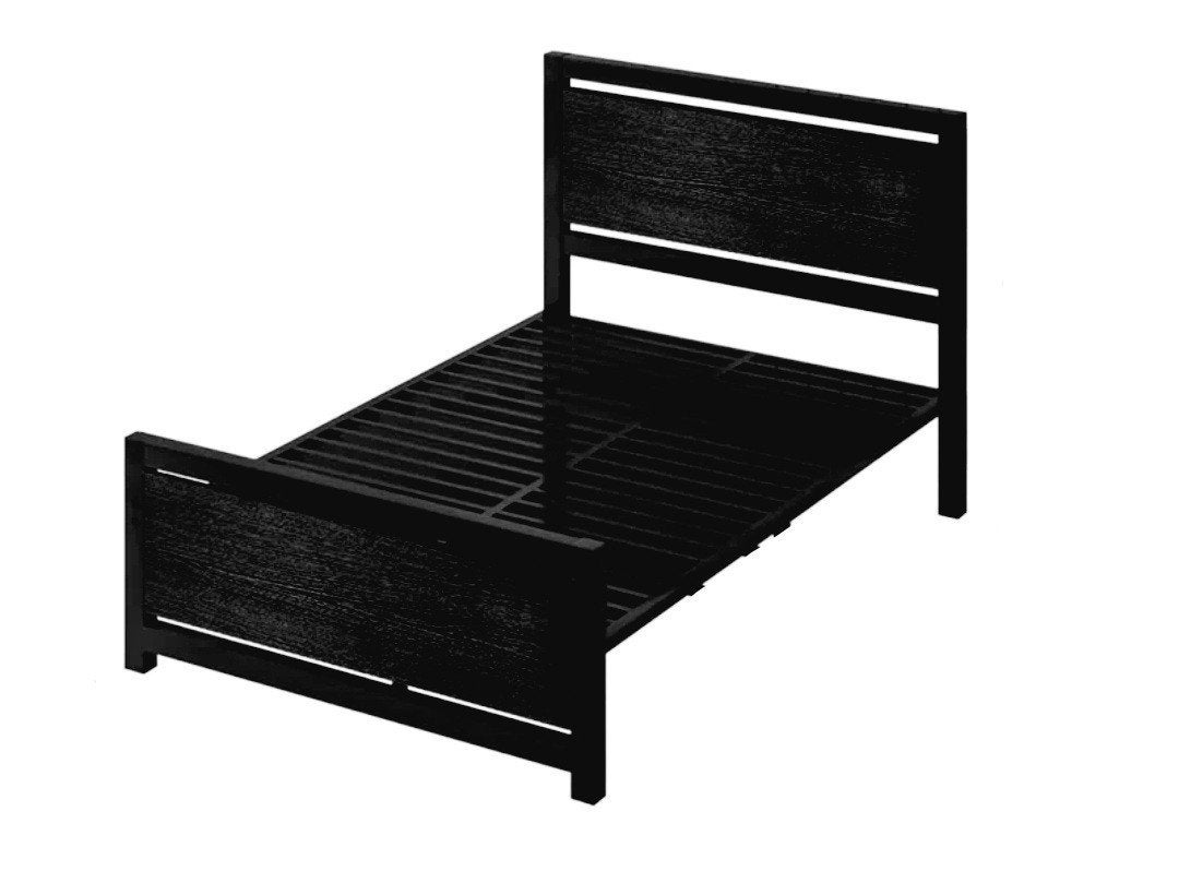 Metalen eenpersoonsbed (90x200 cm) - Zwart, Huis en Inrichting, Ophalen, 90 cm, Eenpersoons, Zwart