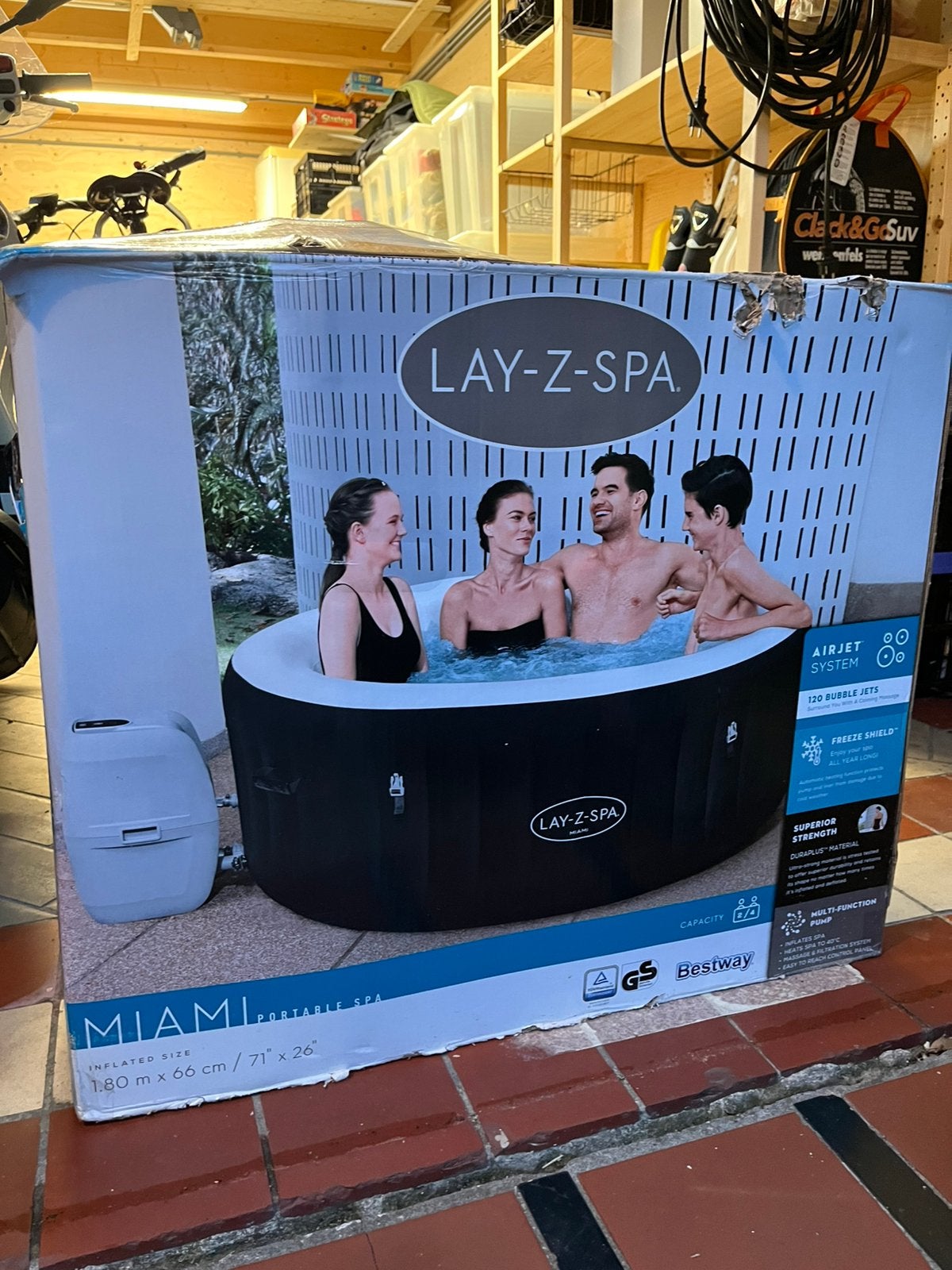 Lay-Z-Spa Miami 4pers, Tuin en Terras, Ophalen, Gebruikt, Opblaasbaar