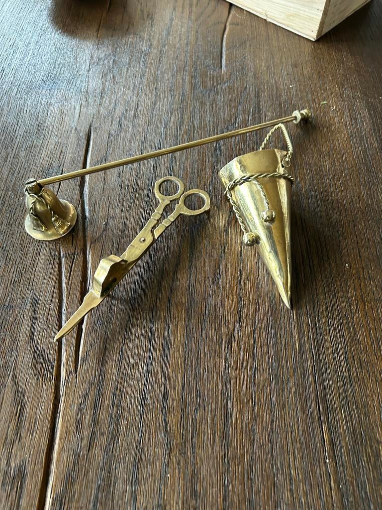 Kaarsen snuiter met toebehoren, Ophalen of Verzenden, Koper of Brons