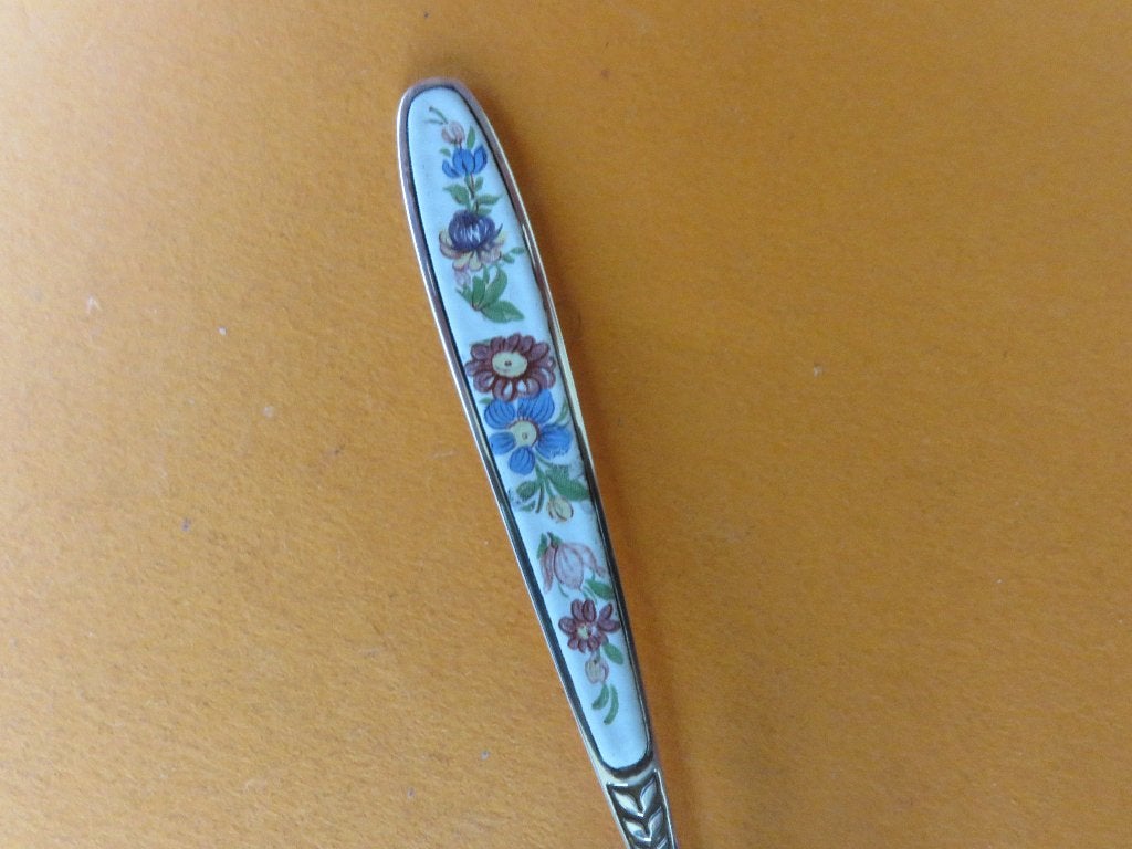Prachtig emaille bloemen suikerlepeltje, Verzenden