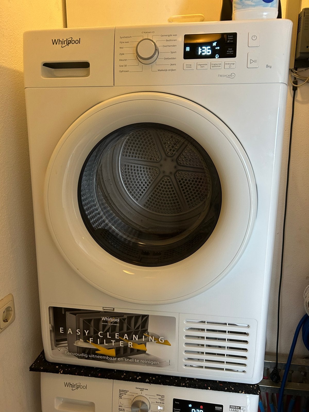 Whirlpool FreshCare+ 8kg Condensdroger, Witgoed en Apparatuur, Wasdrogers, Ophalen, 8 tot 10 kg, Zo goed als nieuw, Voorlader