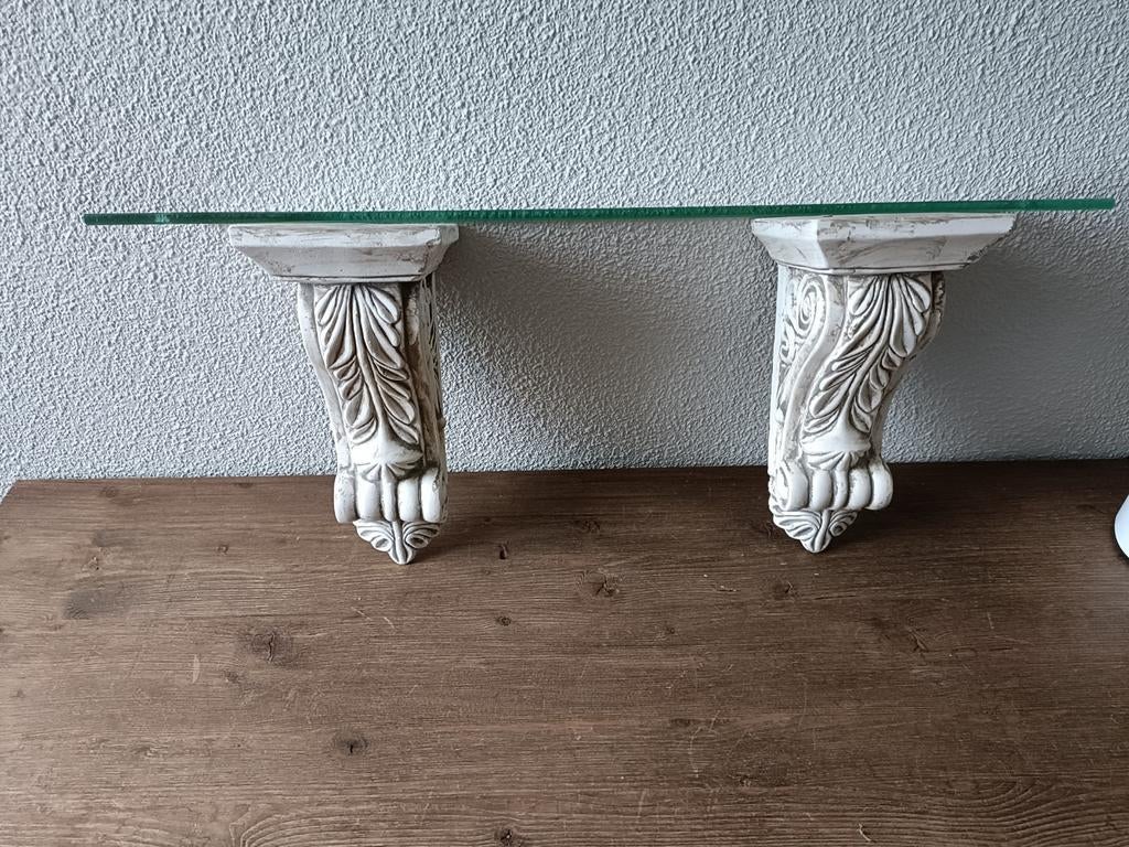 Decoratieve wandplank met glazen blad, Ophalen of Verzenden, Gebruikt