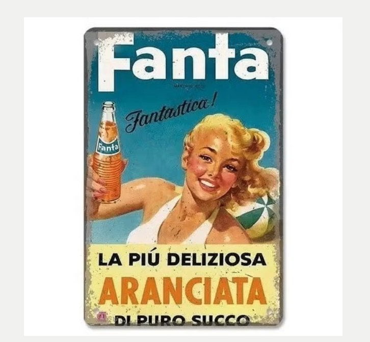 Vintage metalen bordje Fanta fantastico (30x20cm), Ophalen of Verzenden, Nieuw, Reclamebord
