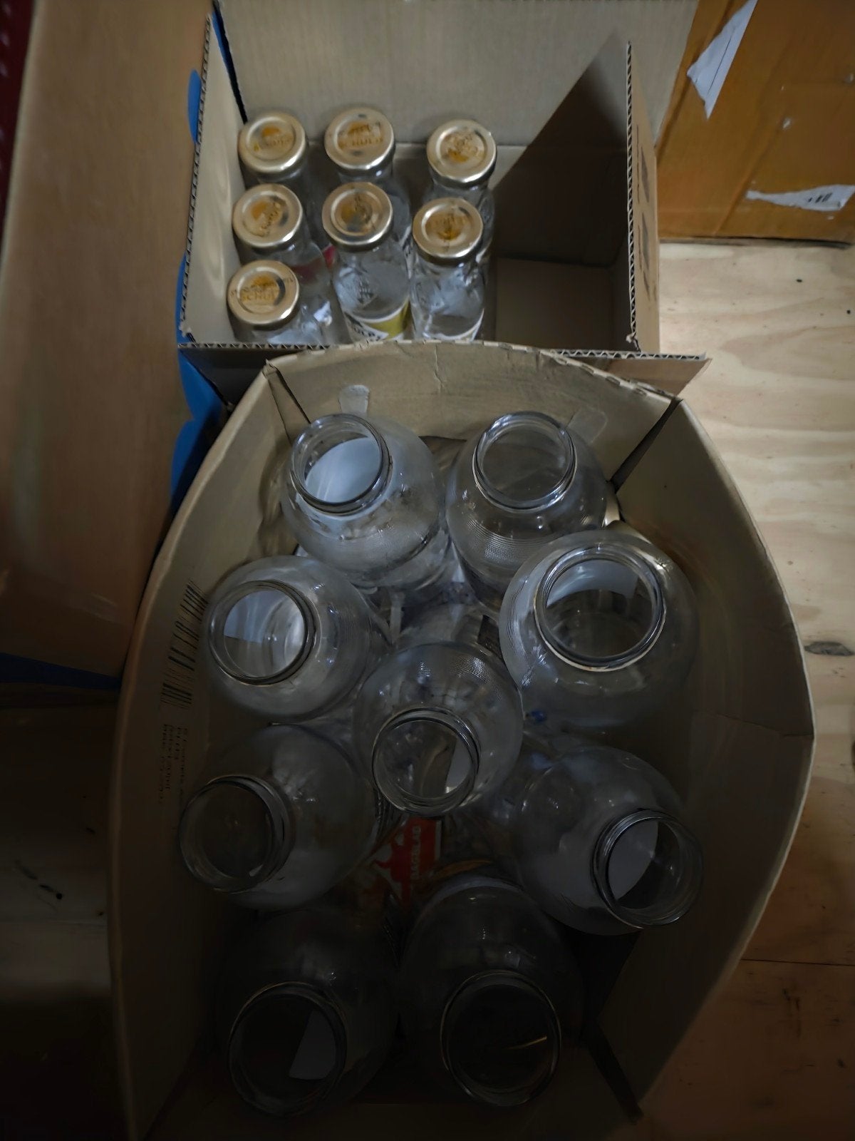 Gebruikte Schulp sapflessen (1L, 0.75L, 0.2L), Ophalen of Verzenden, Gebruikt