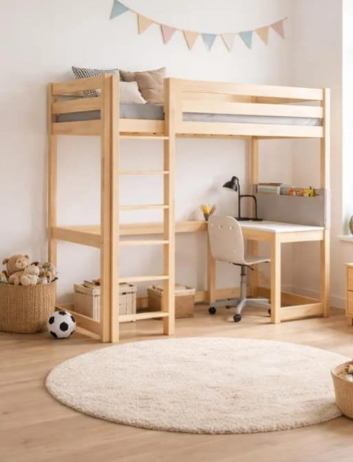 Hoogslaper met bureau, Ophalen, Hoogslaper, Eenpersoons, 160 tot 180 cm