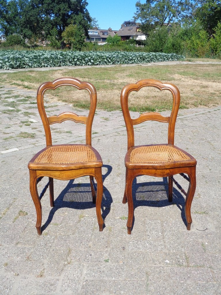 Set van 2 antieke Biedermeier stoelen met webbing (vintage), Ophalen
