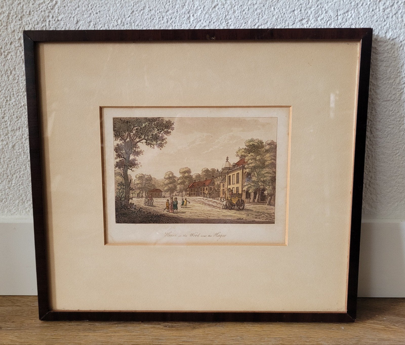 Oude gravure van Paleis Huis ten Bosch in den Haag, Antiek en Kunst, Stadsgezicht, Met tekst, Ophalen of Verzenden, Gravure